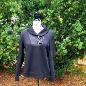 LRL▪ Black Shawl Collar Popover Top, EUC